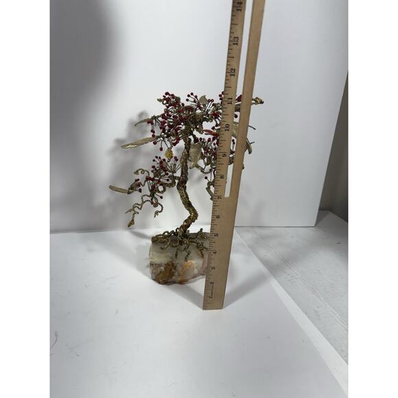 Tree of Life or Feng Shui tree, crafted with beads on Marble stone base Golden - Picture 9 of 10